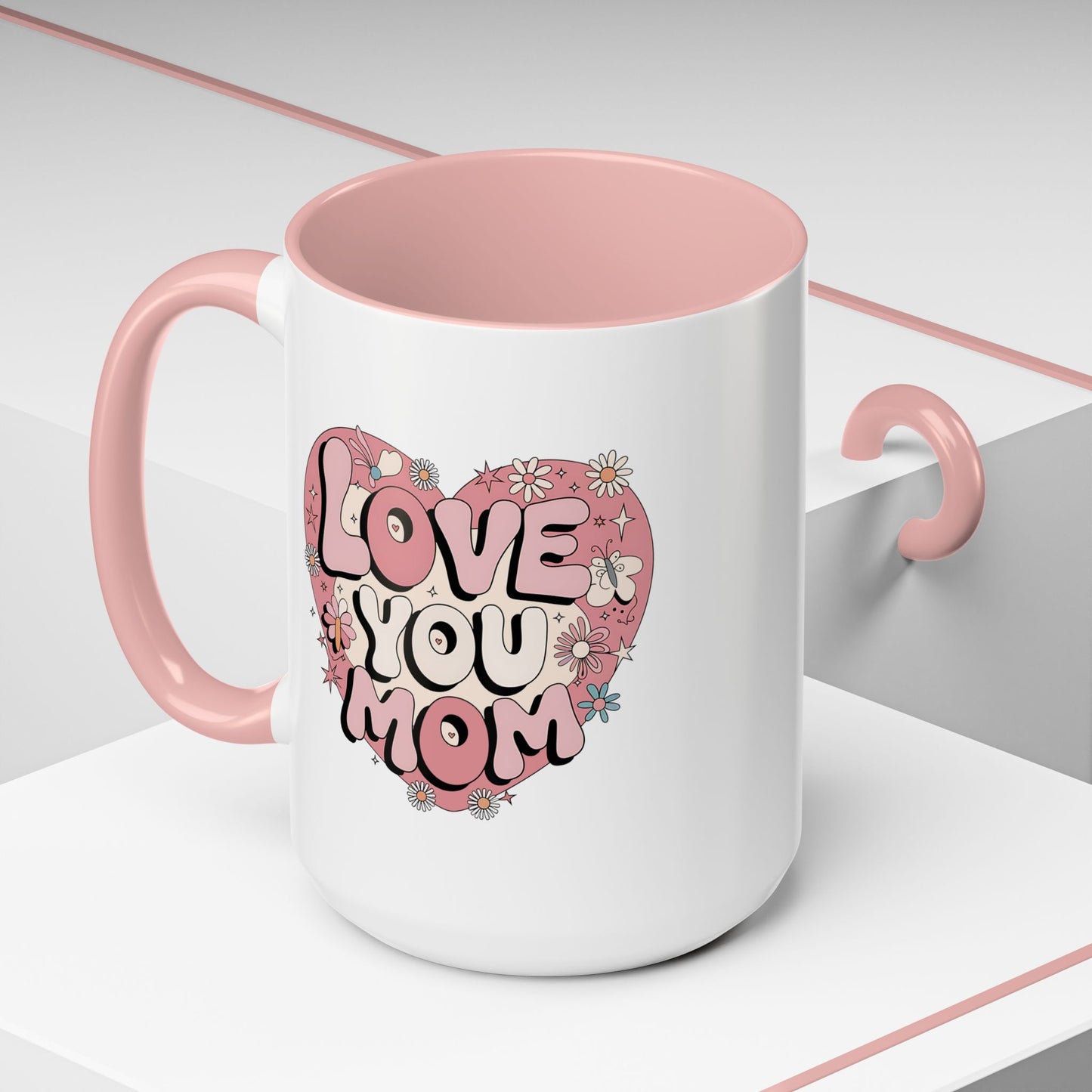 Mother's Day Mug - Love You Mom Retro Heart