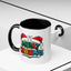 Christmas Mug - Merry Christmas Green Red Yellow and Blue Text Red Hats