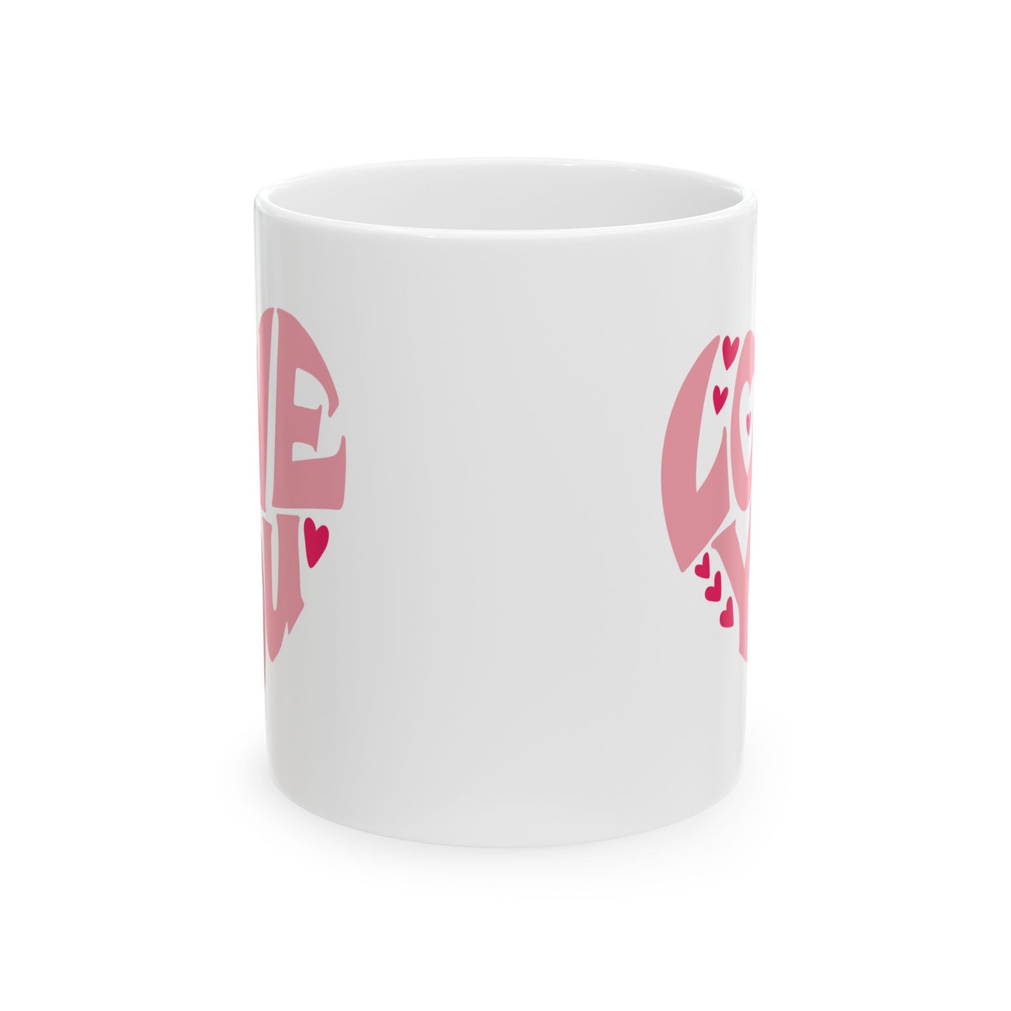 Anniversary Mug - Love You Heart Shaped Lettering