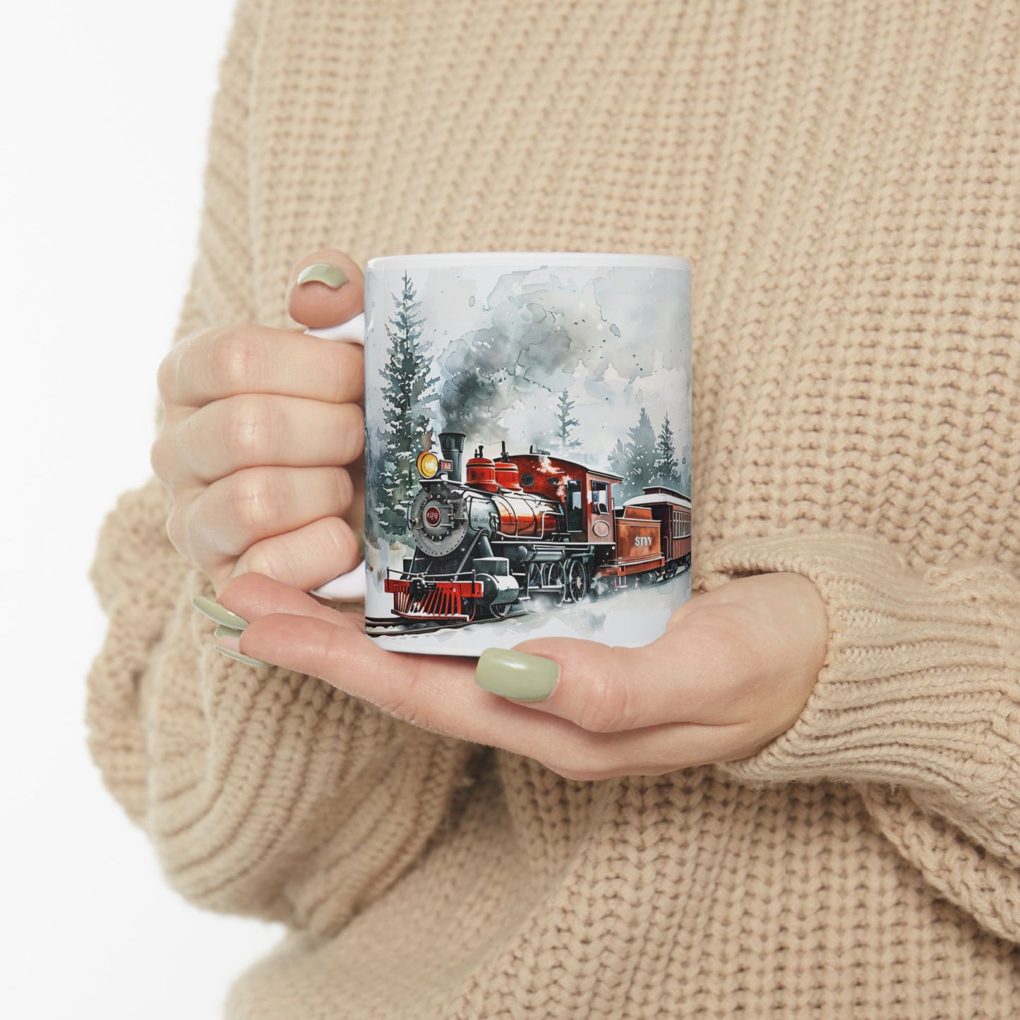 Christmas Mug - Snowy Landscape Train Wrap 5