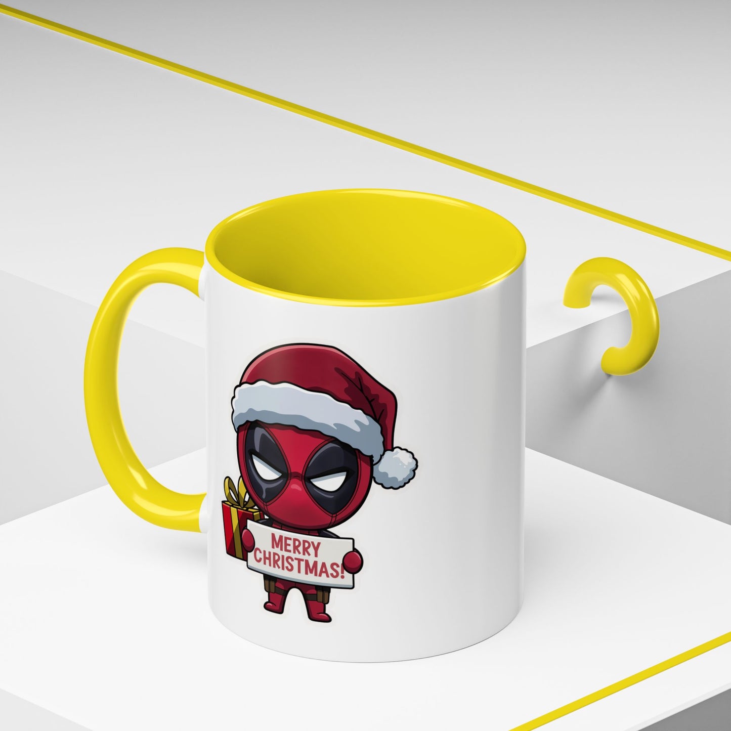 Christmas Mug - Merry Christmas Red Text Superhero