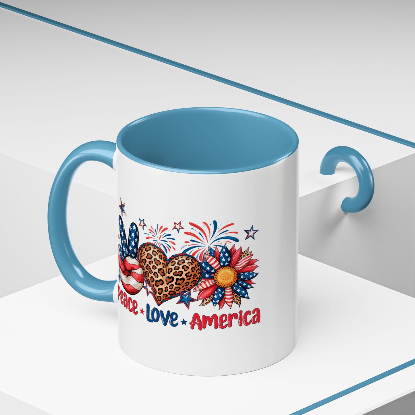 4th of July Mug - Peace Love America