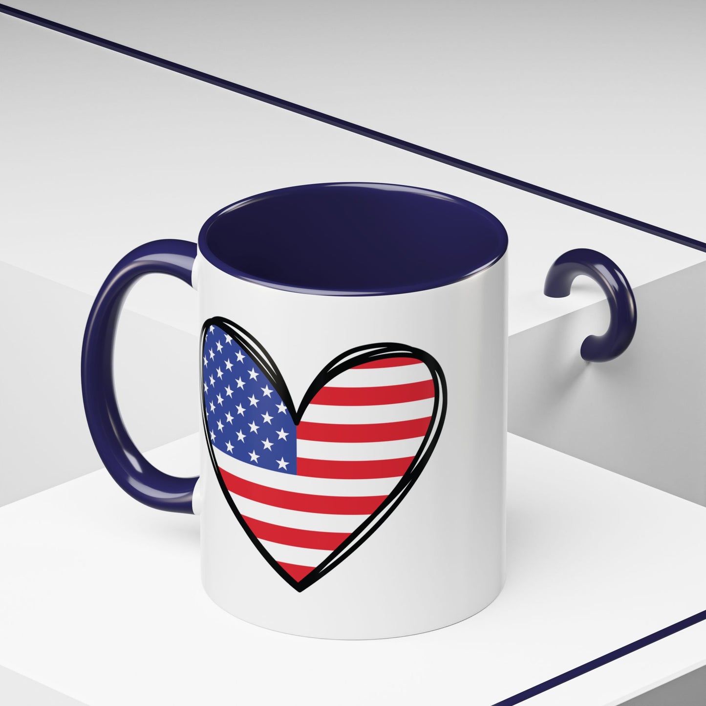 4th of July Mug - USA Flag Heart