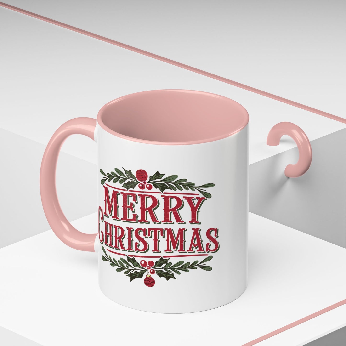 Christmas Mug - Merry Christmas Maroon Text Ornament Decorations