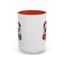 Christmas Mug - Merry Christmas Green Red Yellow and Blue Text Red Hats