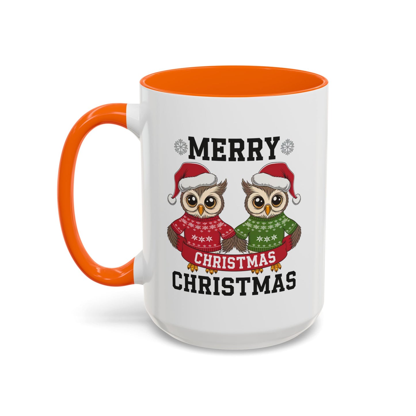 Christmas Mug - Merry Christmas Black Text Owls