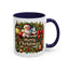 Christmas Mug - Merry Christmas Cream Text Santa Ok Light Bow Ornaments