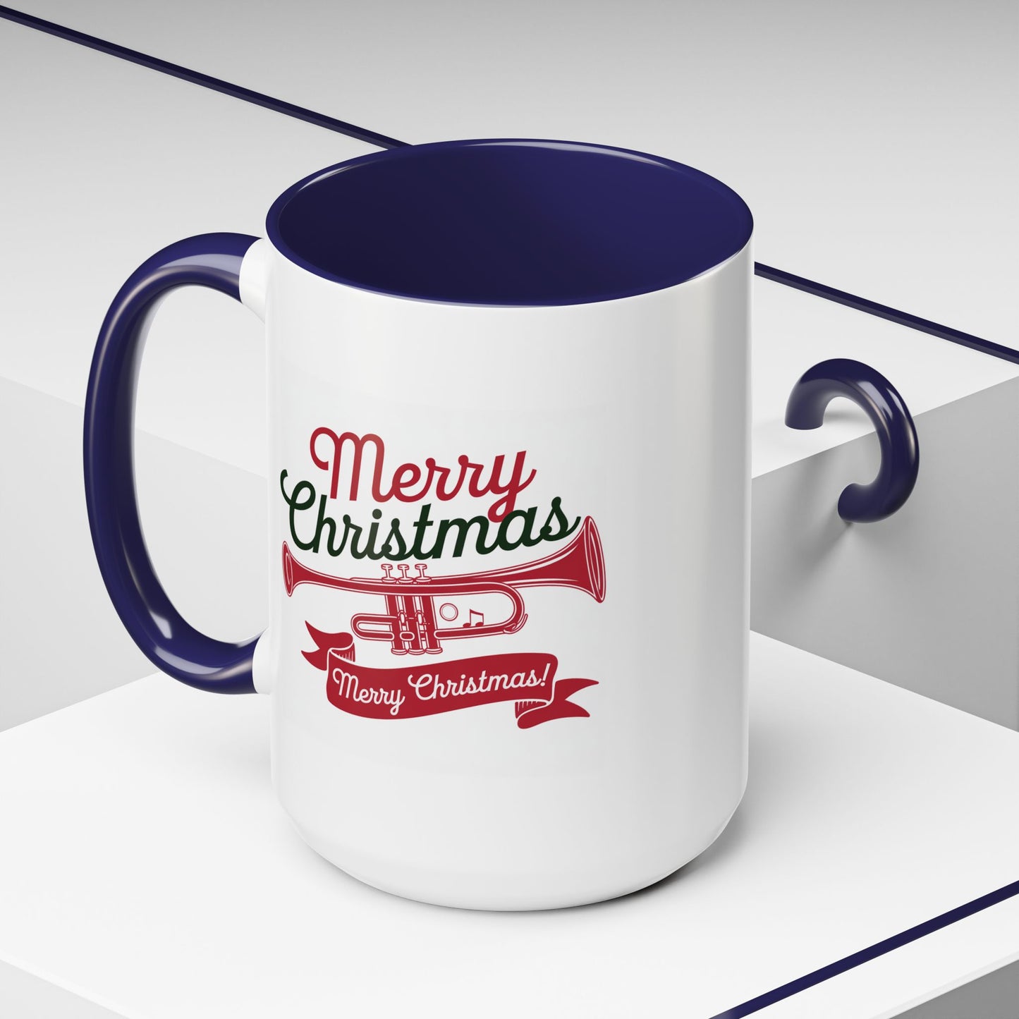 Christmas Mug - Red & Green Text Trumpet