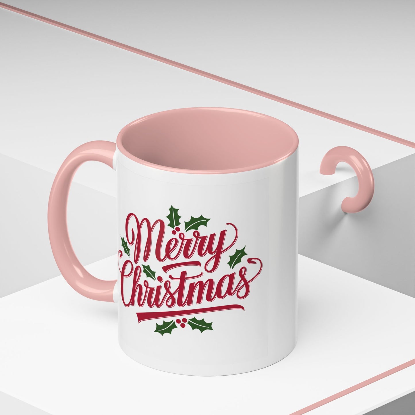 Christmas Mug - Merry Christmas Red Text Mistletoe