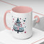 Christmas Mug - Merry Christmas Maroon & Blue Text Tree Hearts Stars