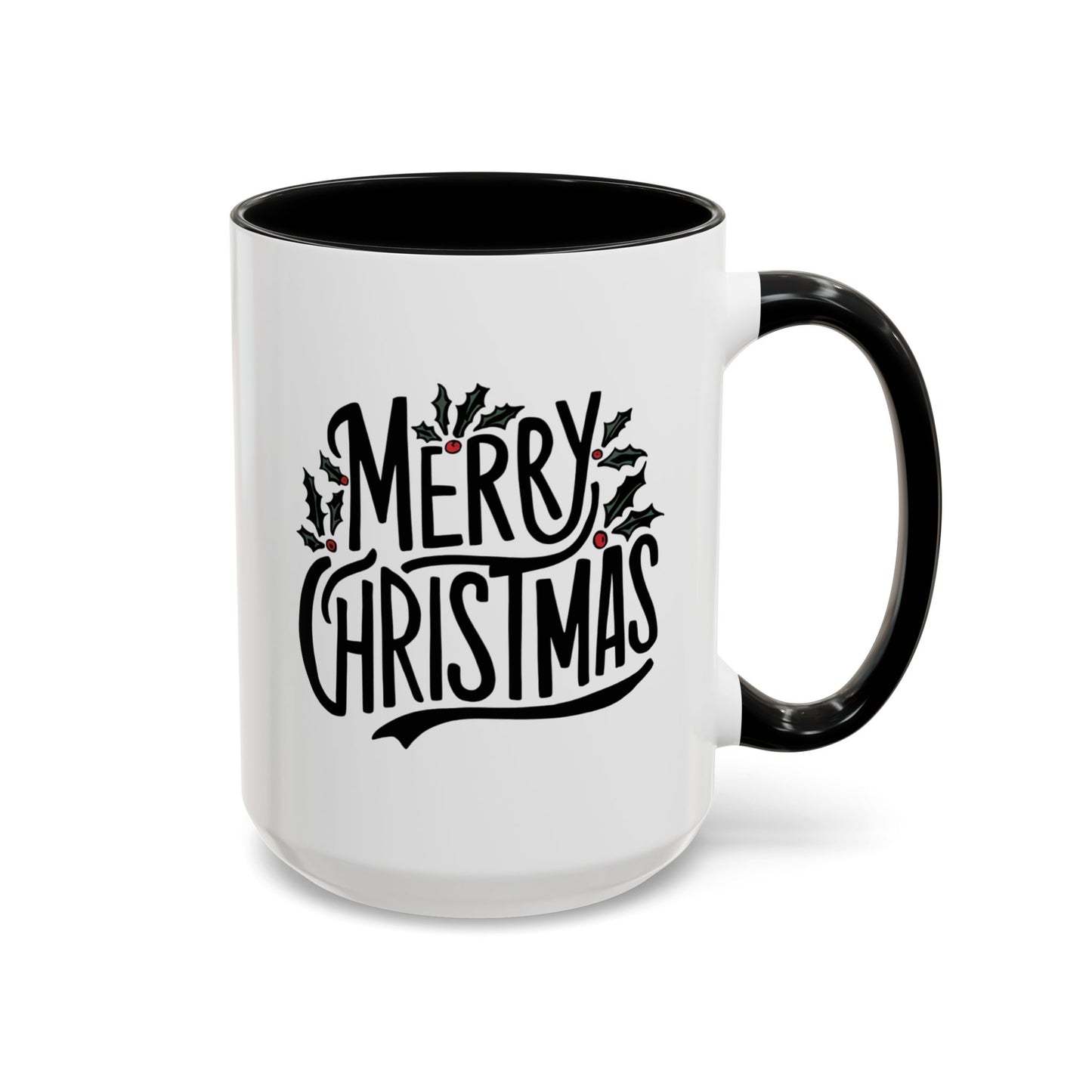 Christmas Mug - Merry Christmas Black Text Mistletoe