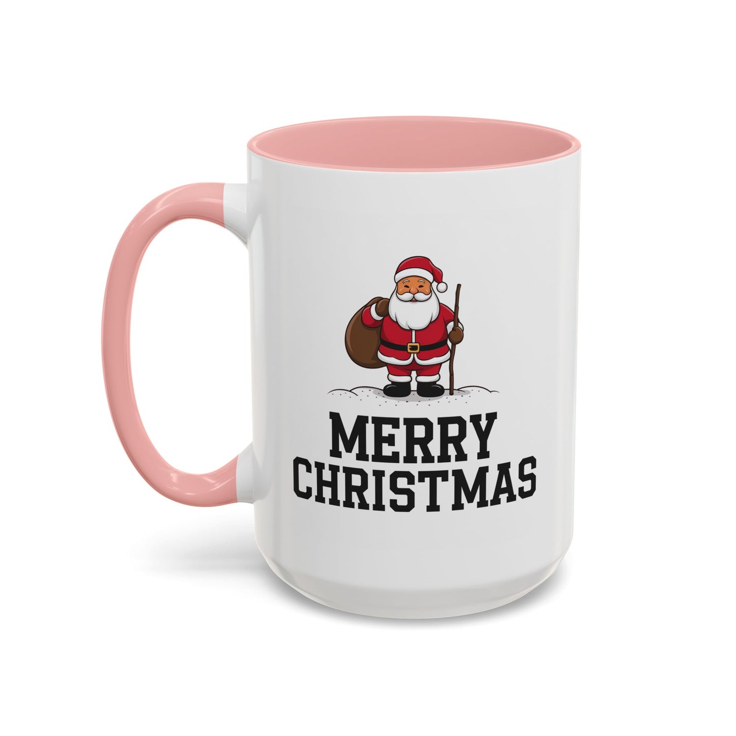 Christmas Mug - Merry Christmas Black Text Santa Walking