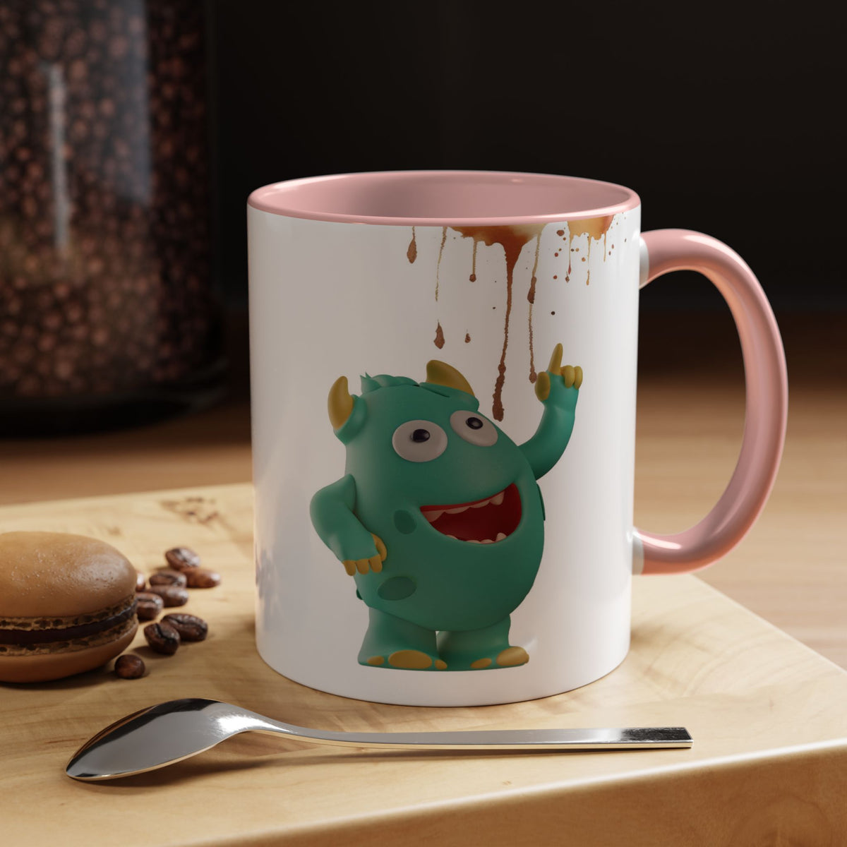Humor Mug - Monster Drinks Coffee Spill