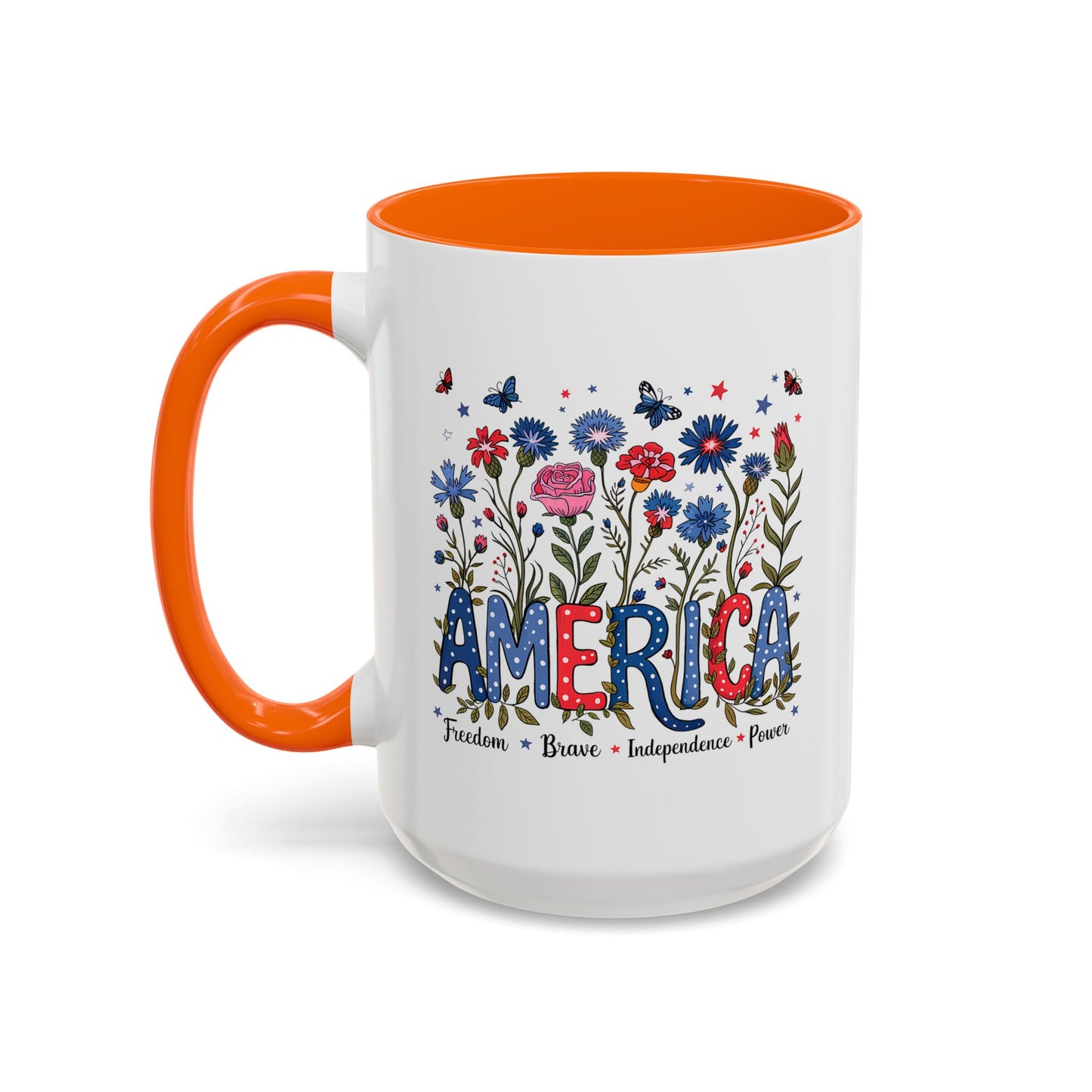 4th of July Mug - Floral America Patriotic