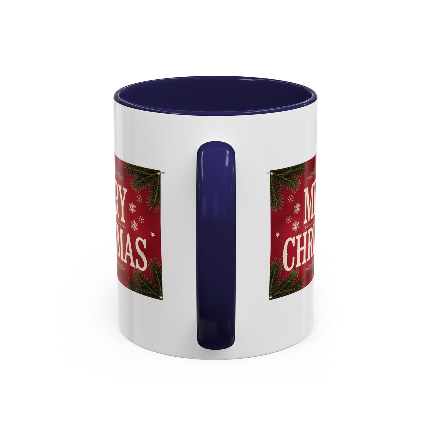 Christmas Mug - Merry Christmas Cream Text Maroon Background