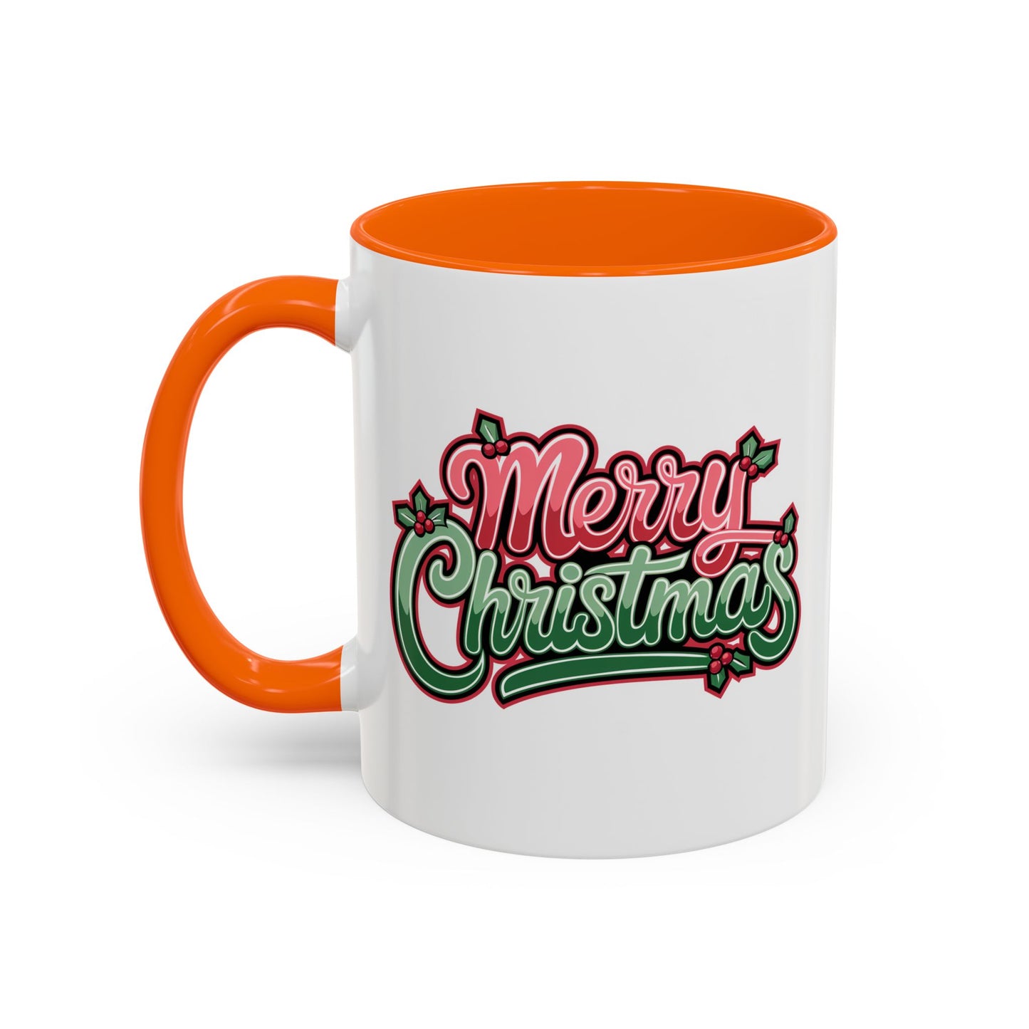 Christmas Mug - Merry Christmas Red & Green Text Mistletoe