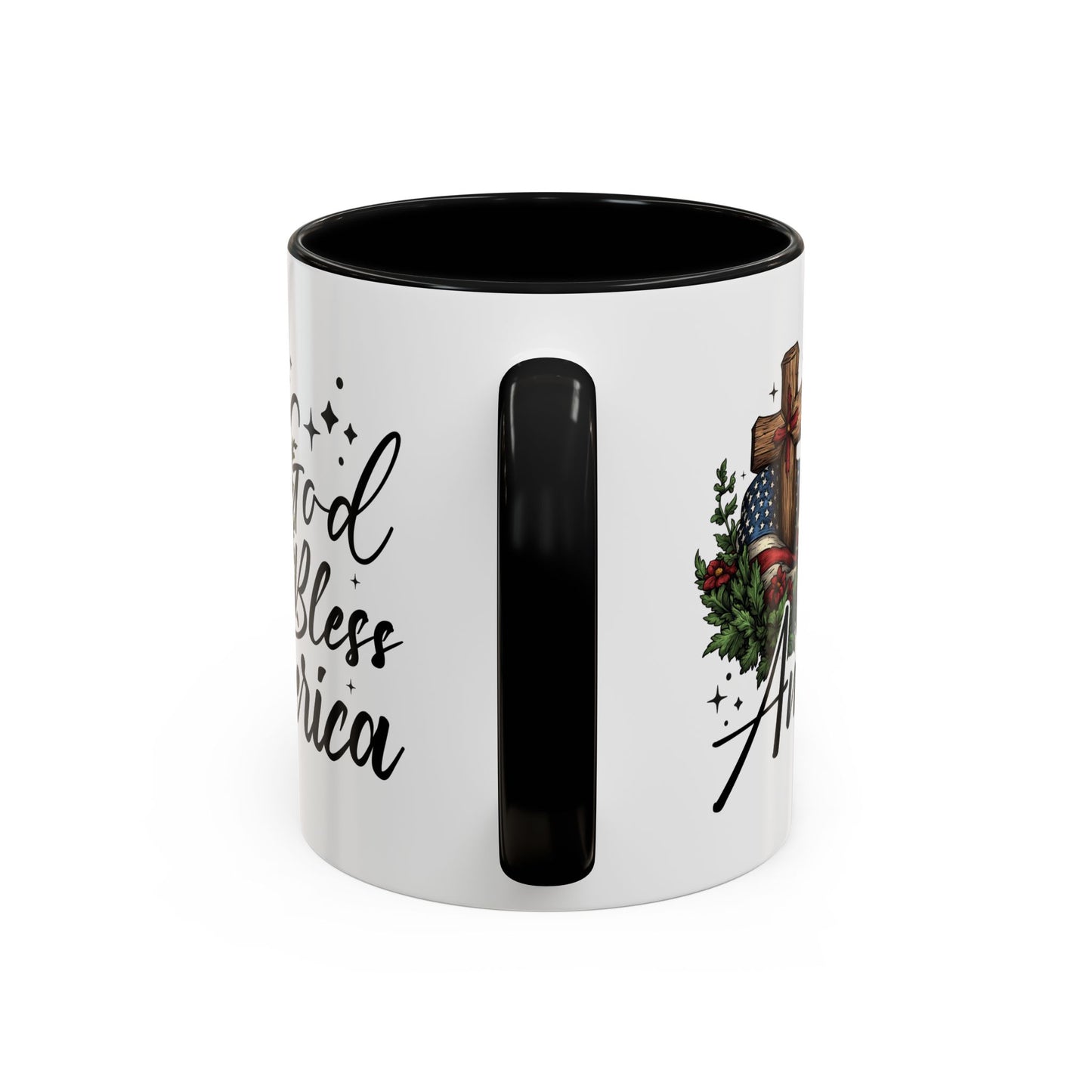4th of July Mug - God Bless America Cross Flag
