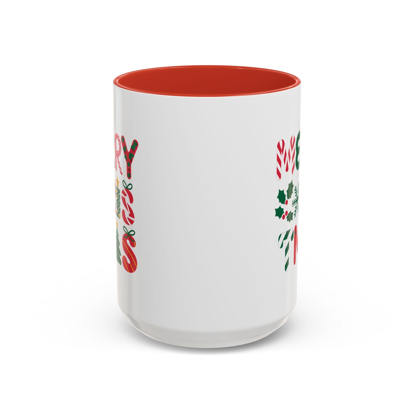 Christmas Mug - Merry Christmas Red Green & Gold Decorative Text