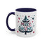 Christmas Mug - Merry Christmas Maroon & Blue Text Tree Hearts Stars