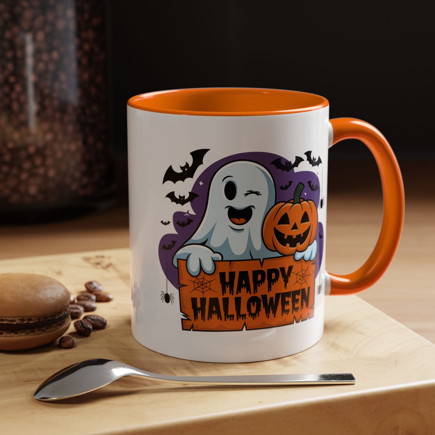 Halloween Mug - Winking Ghost With Pumpkin
