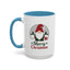 Christmas Mug - Merry Christmas Green & Red Text Gnome Present Trees