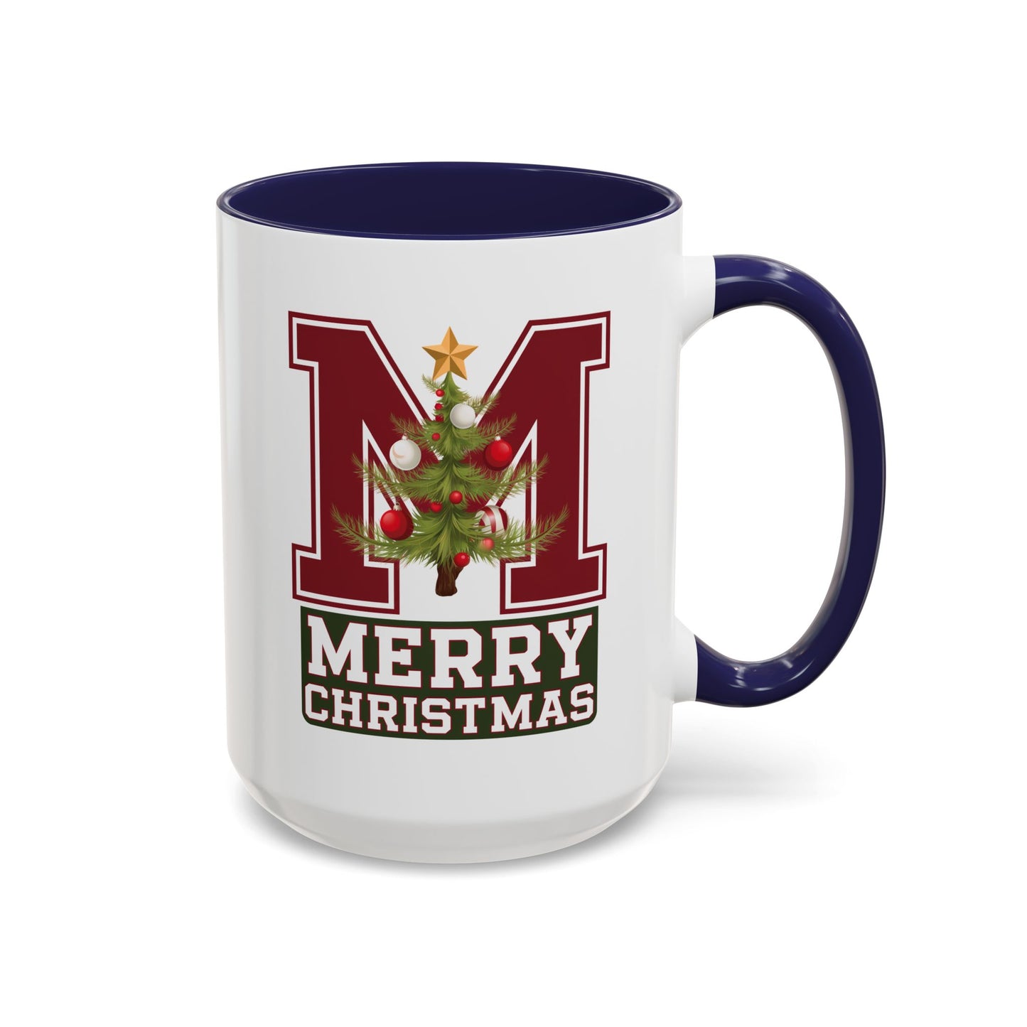 Christmas Mug - Merry Christmas White Green & Red College Text