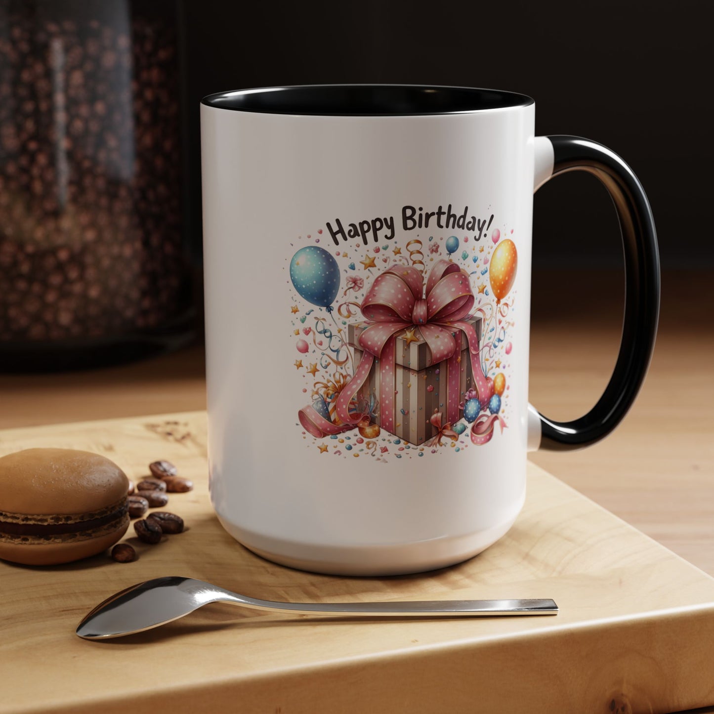Birthday Mug - Happy Birthday Pink Ribbon Present