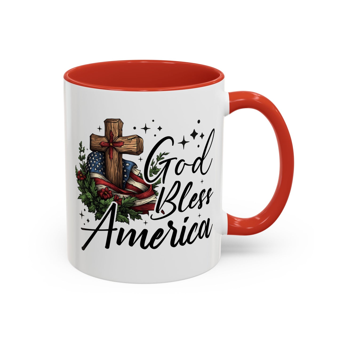 4th of July Mug - God Bless America Cross Flag