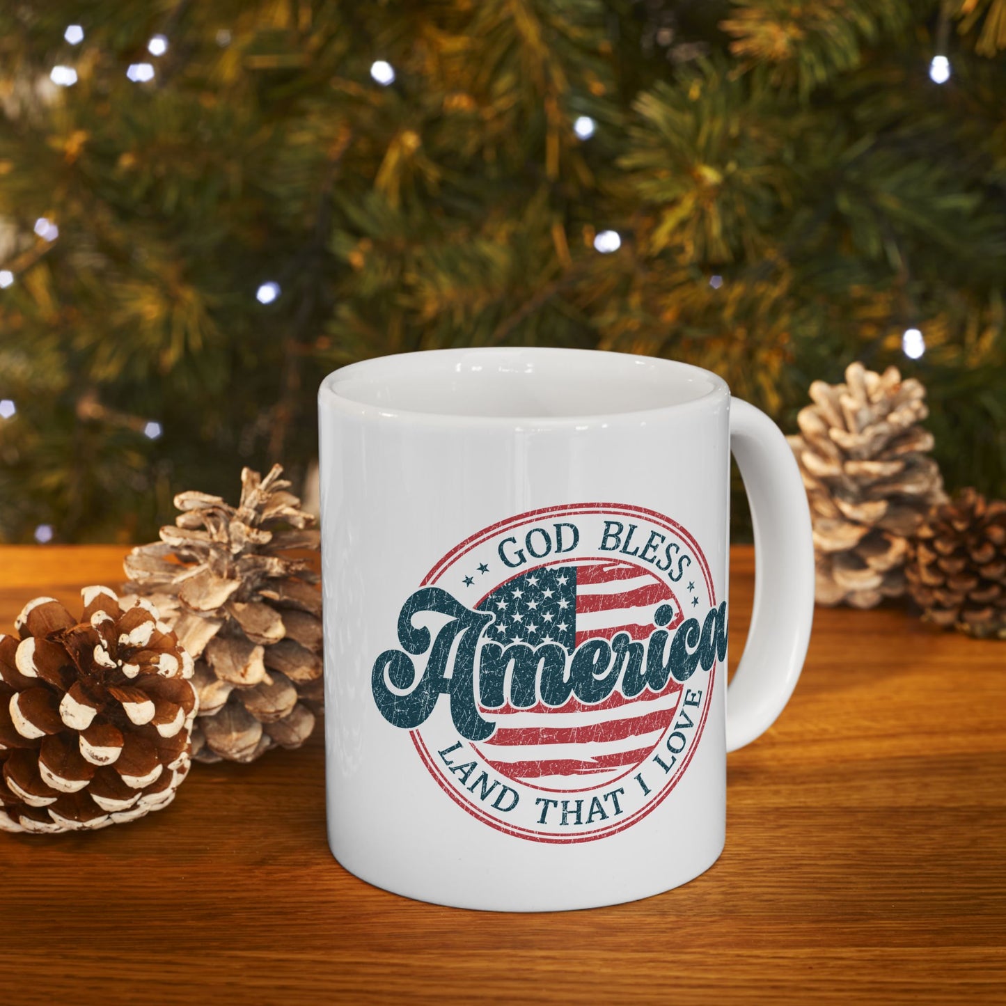 4th of July Mug - God Bless America Retro