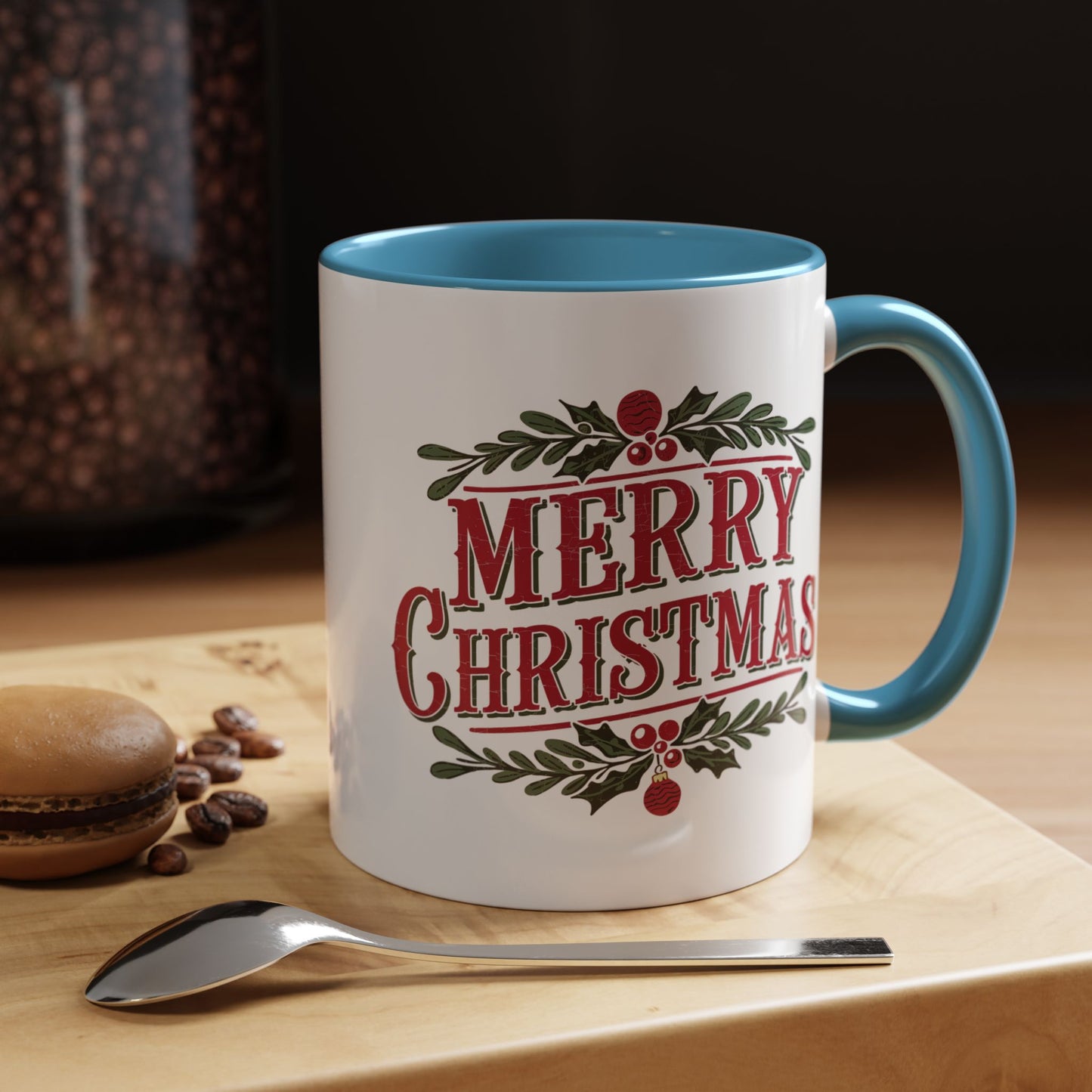 Christmas Mug - Merry Christmas Maroon Text Ornament Decorations