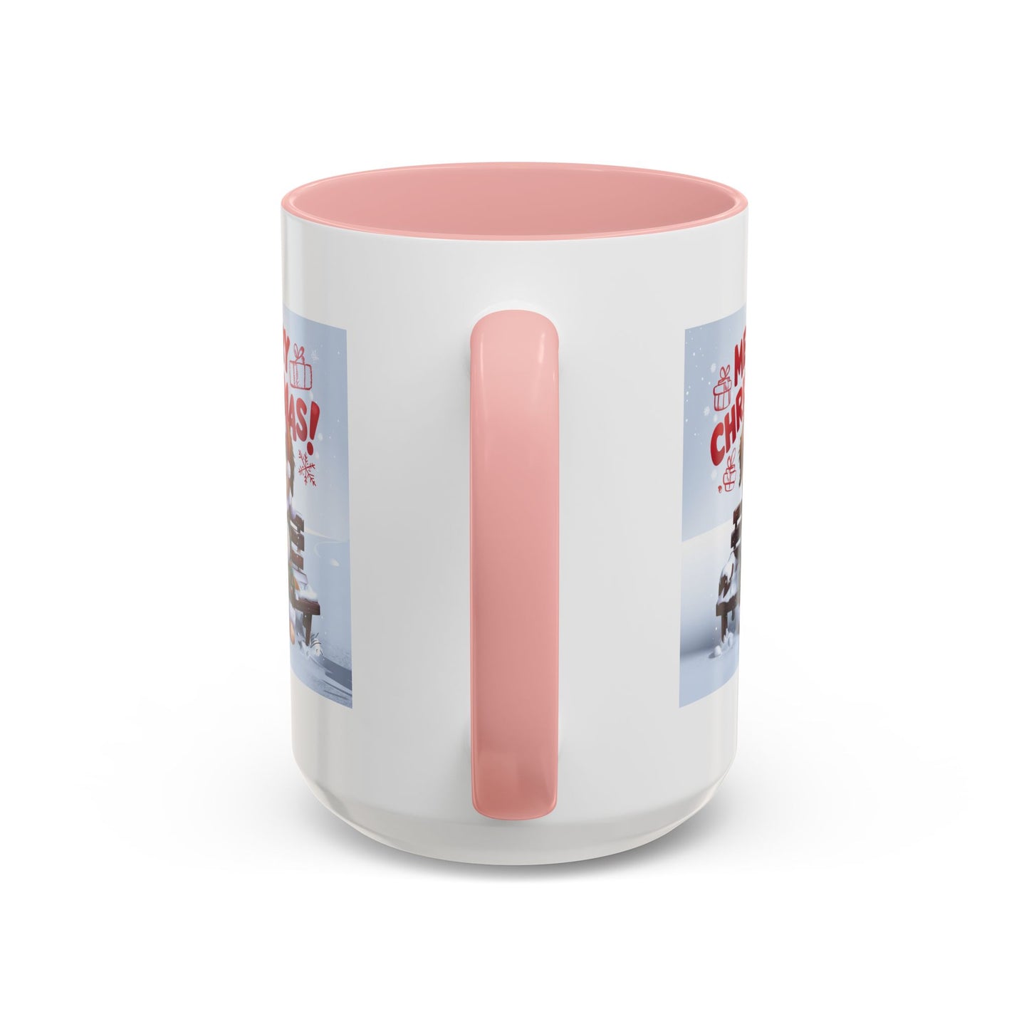 Christmas Mug - Merry Christmas Red Text Puppy Green Top 2