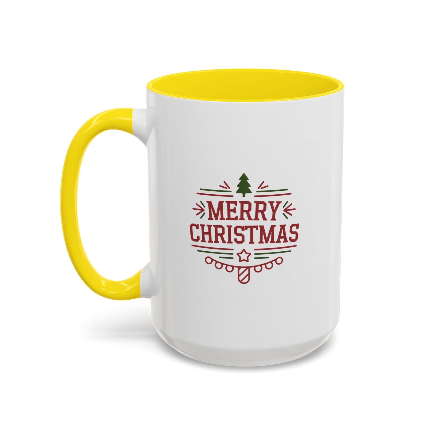 Christmas Mug - Merry Christmas Maroon Text Tree Star