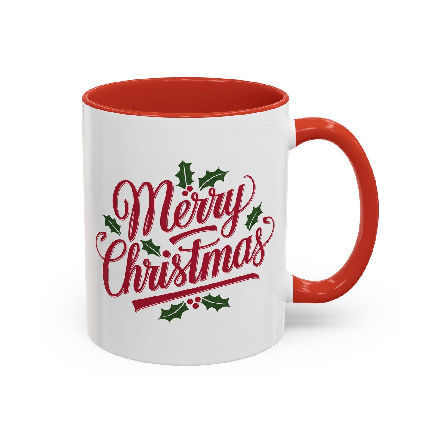 Christmas Mug - Merry Christmas Red Text Mistletoe