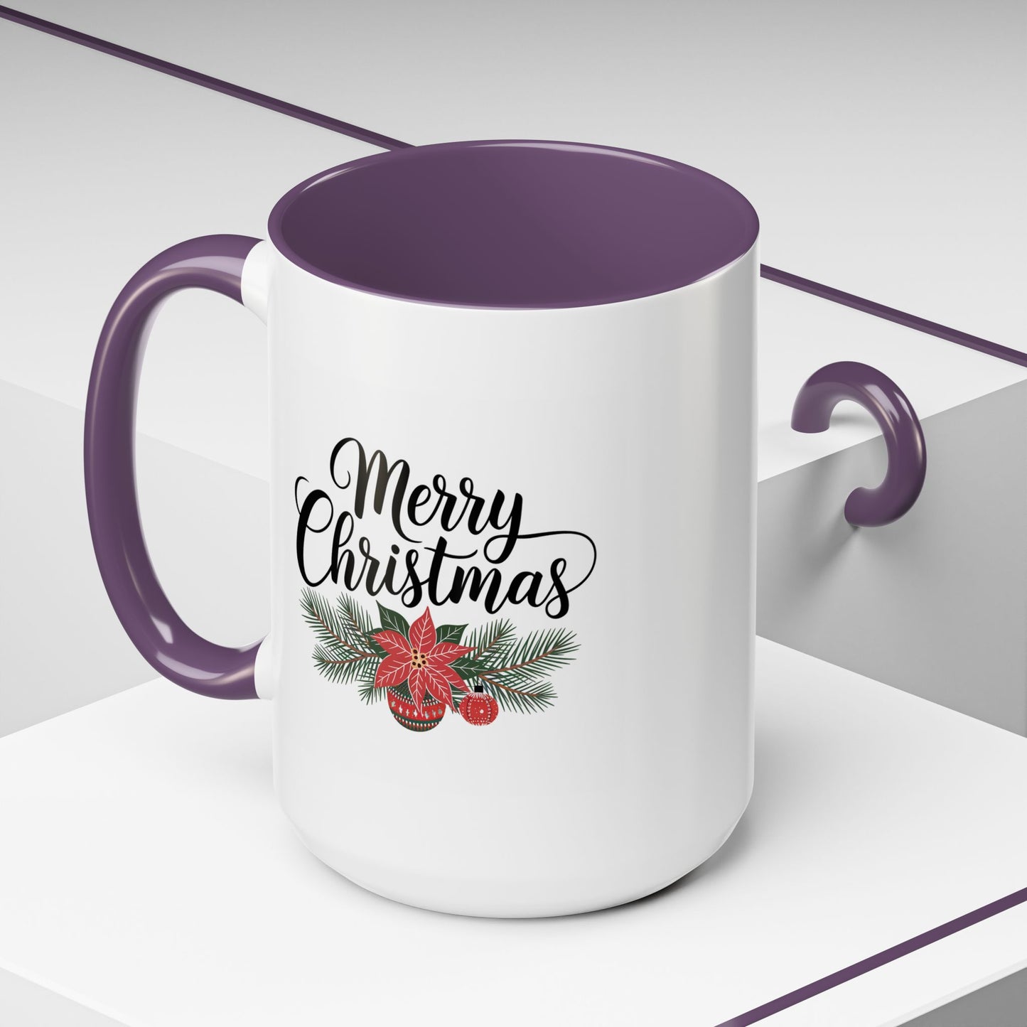 Christmas Mug - Merry Christmas Black Text Mistletoe