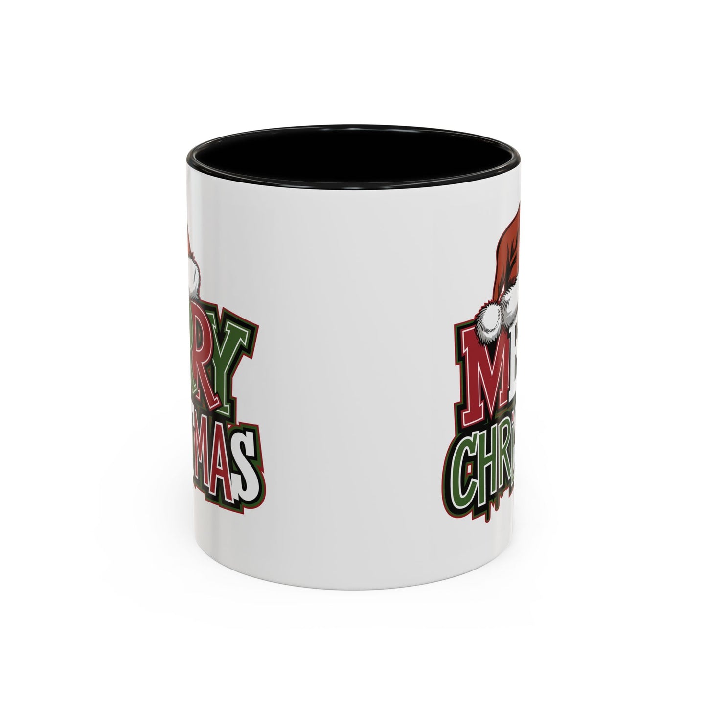 Christmas Mug - Merry Christmas Red Green & White Graffiti Hat
