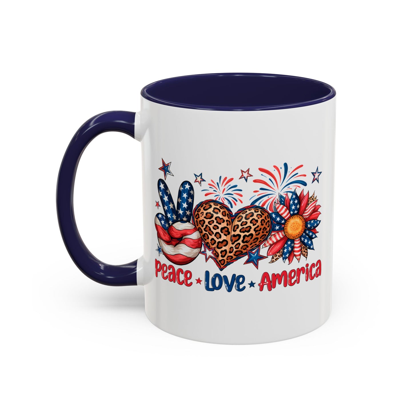 4th of July Mug - Peace Love America