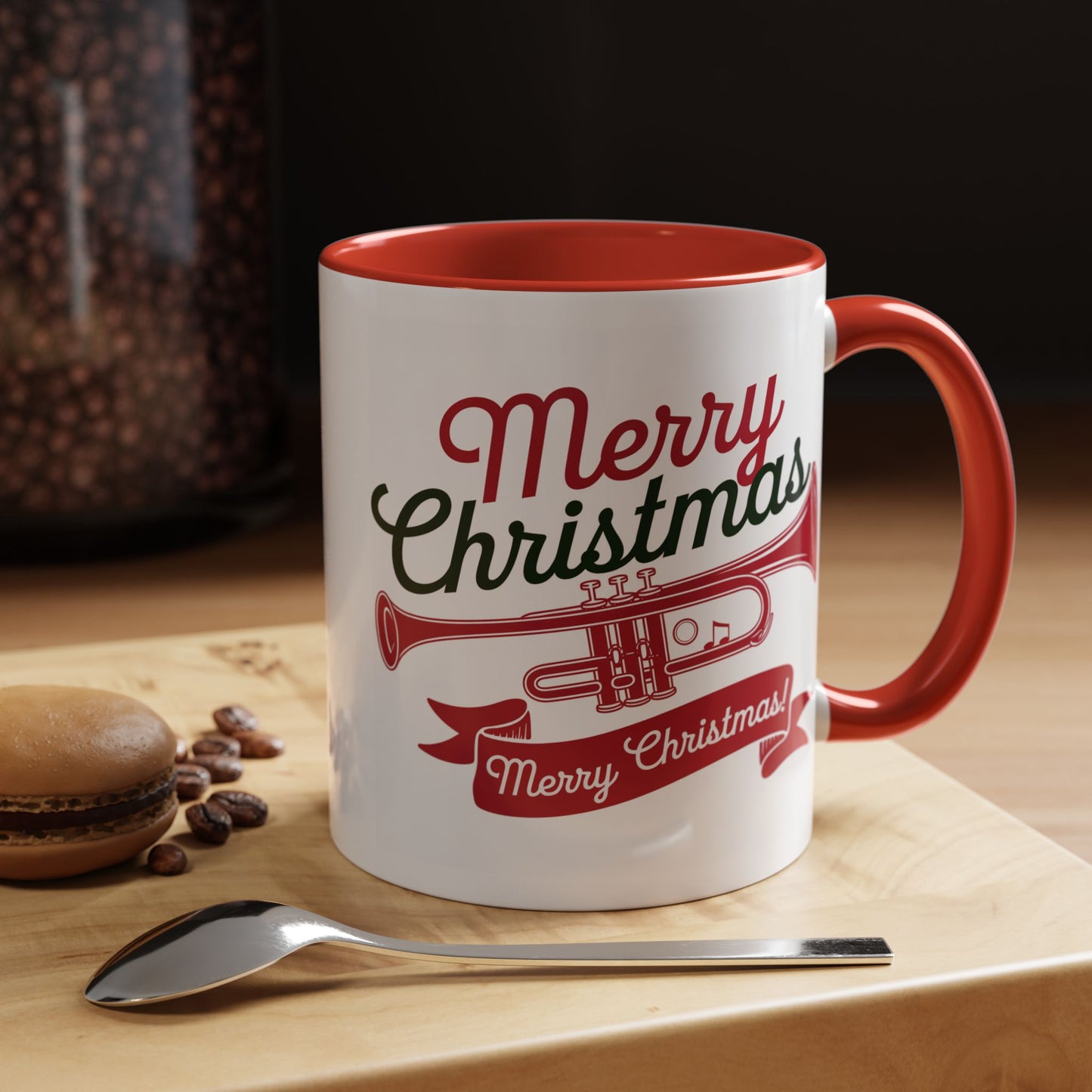 Christmas Mug - Red & Green Text Trumpet