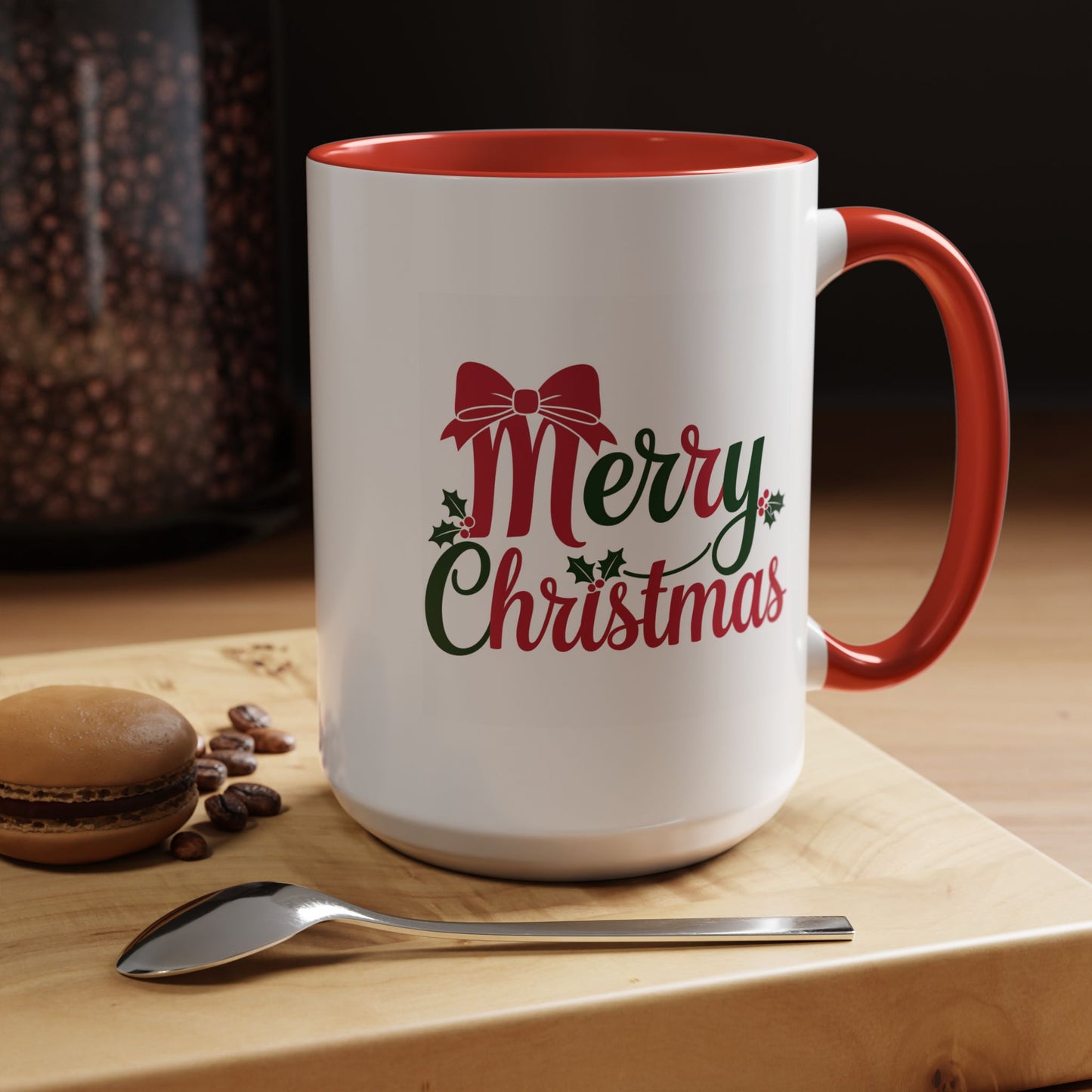 Christmas Mug - Merry Christmas Red & Green Text Bow