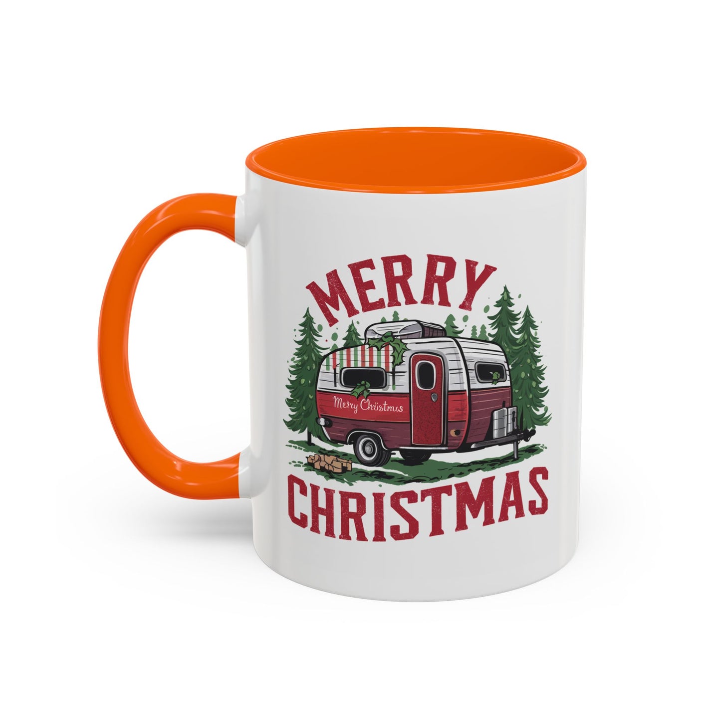 Christmas Mug - Merry Christmas Red & White Camper
