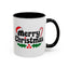 Christmas Mug - Merry Christmas Black Text Hat Candy Cane Mistletoe