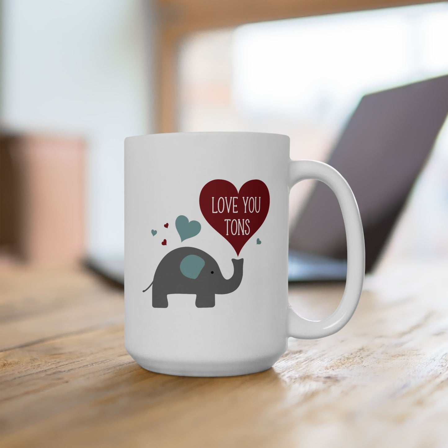 Valentine's Day Mug - Love You Tons Heart Elephant