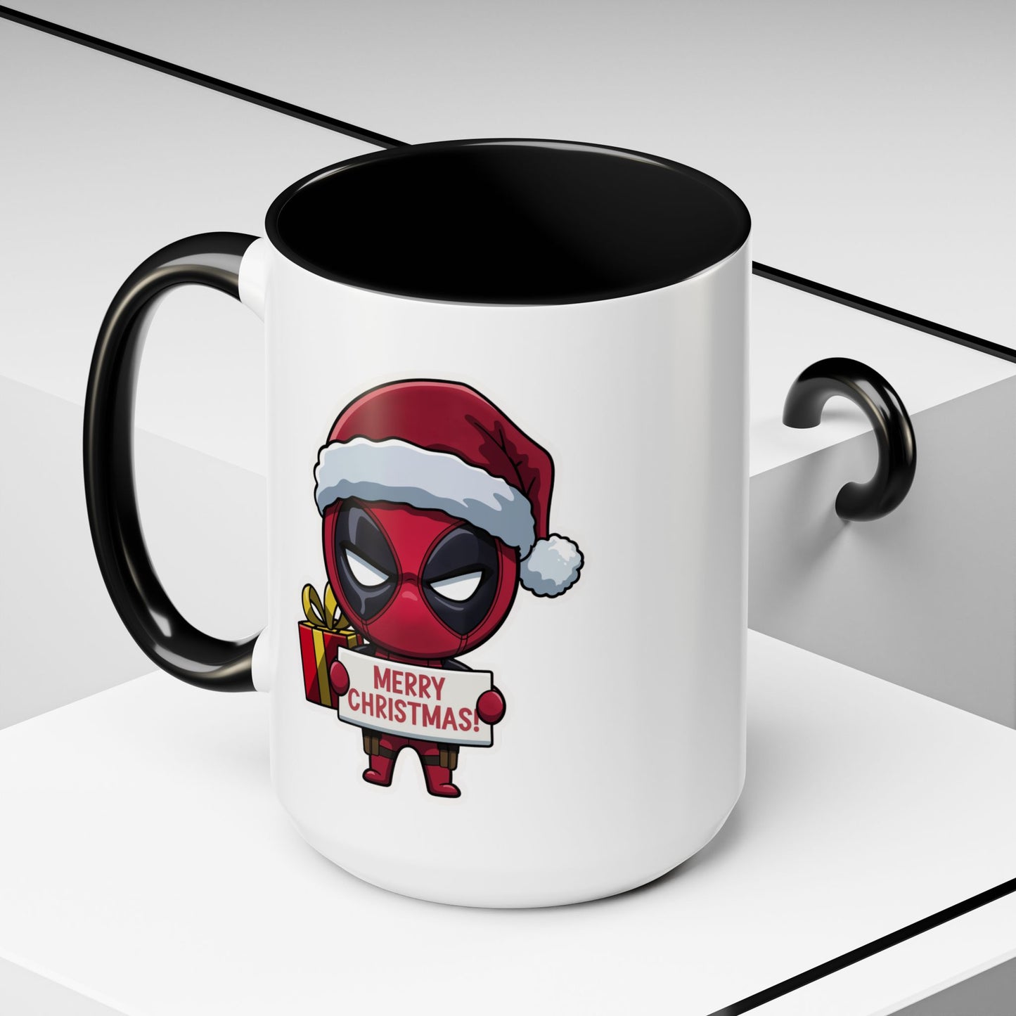 Christmas Mug - Merry Christmas Red Text Superhero
