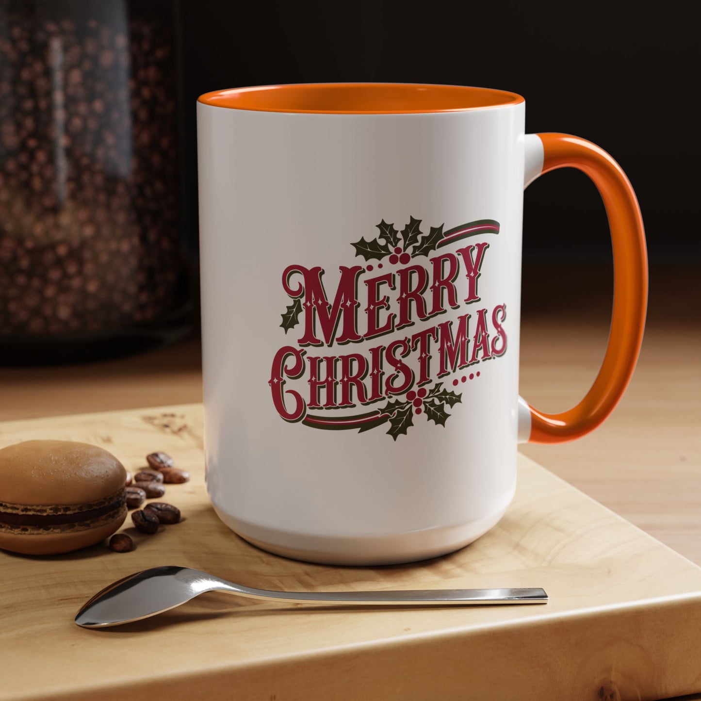 Christmas Mug - Merry Christmas Maroon & Green Text Decorations