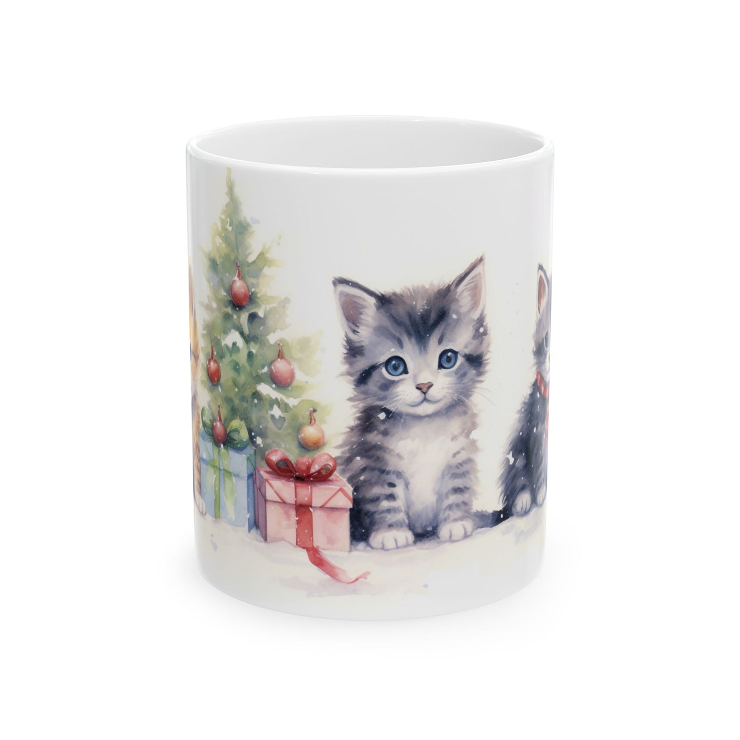 Christmas Mug - Three Kittens Christmas Tree