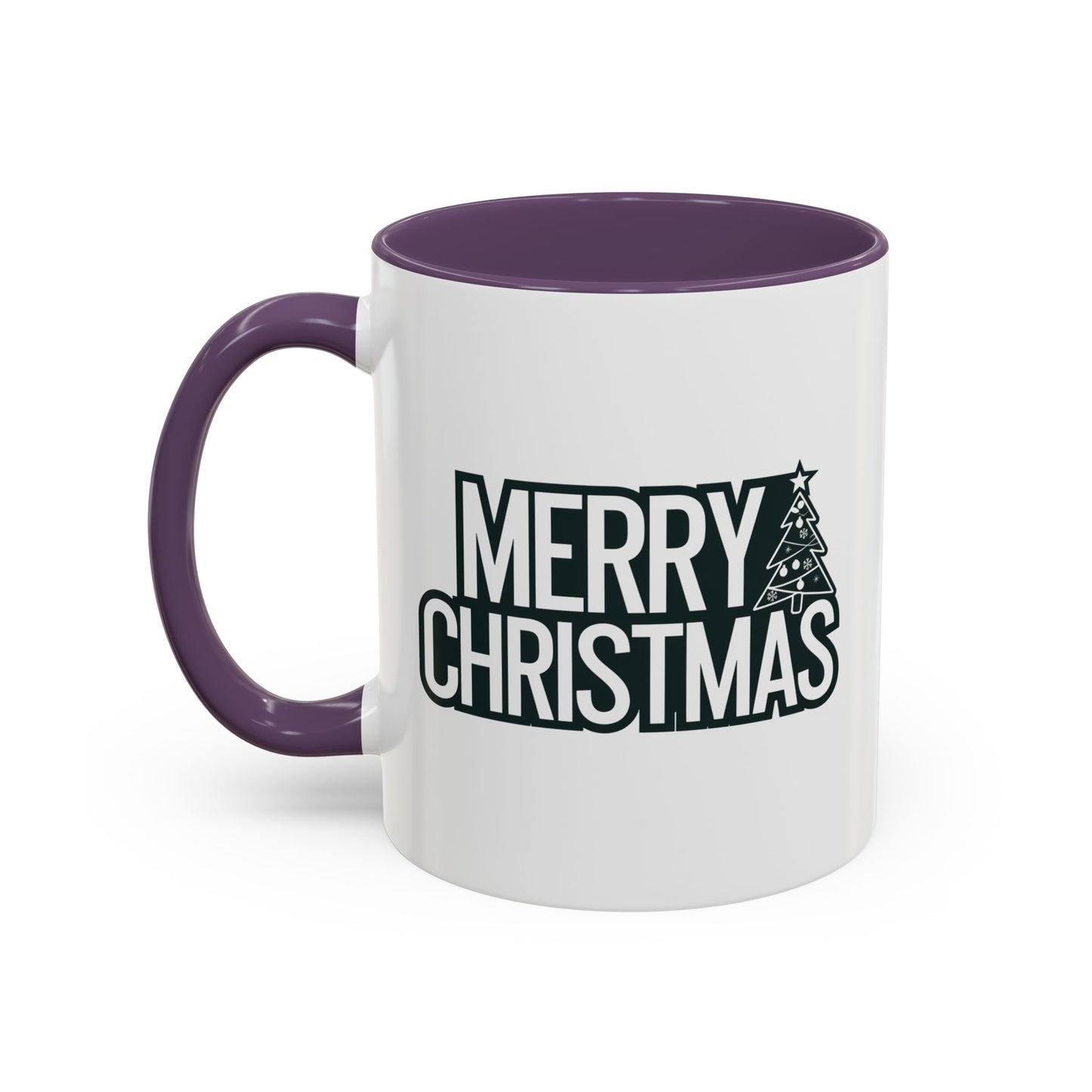 Christmas Mug - Merry Christmas White & Black Text Tree