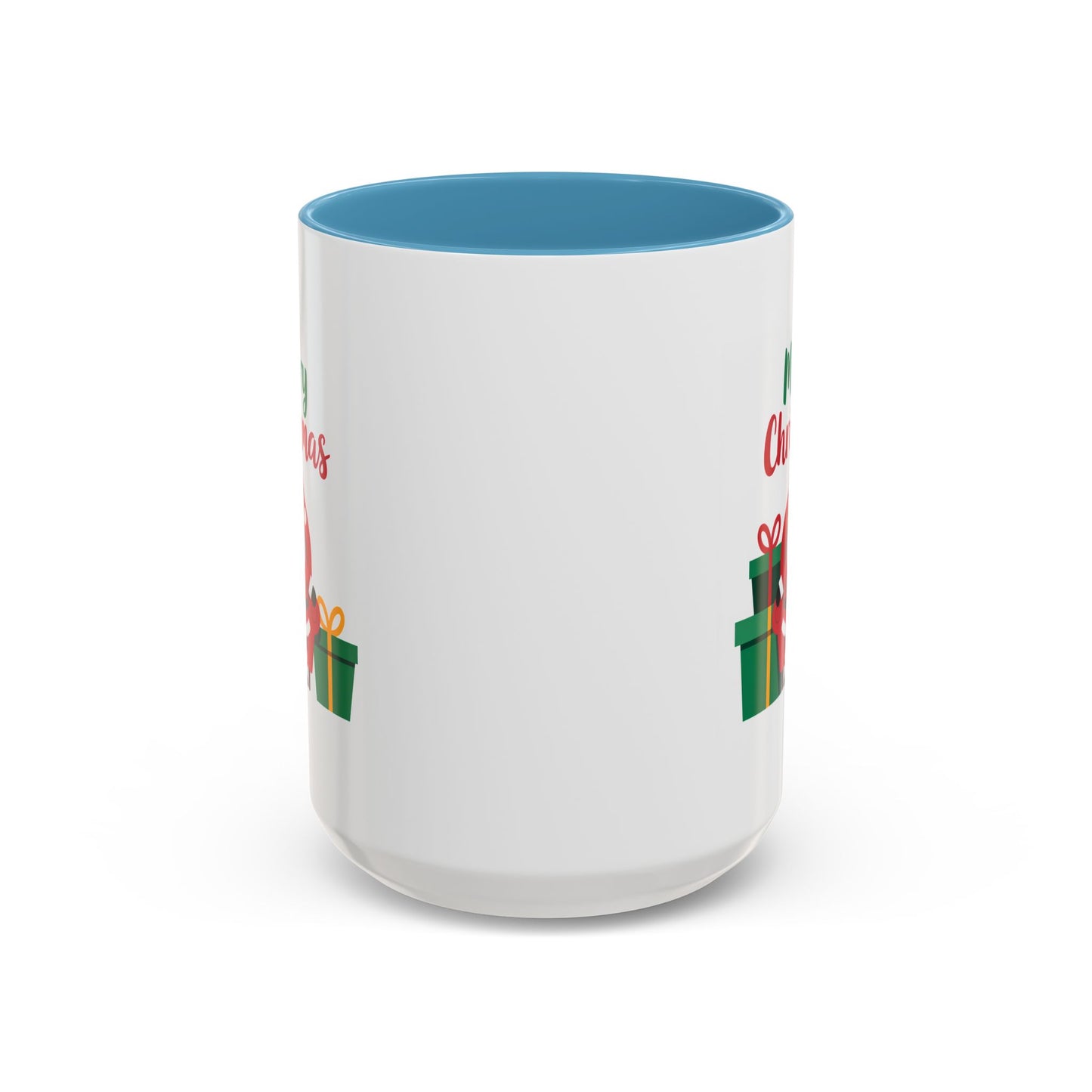 Christmas Mug - Merry Christmas Green & Red Text Santa Presents