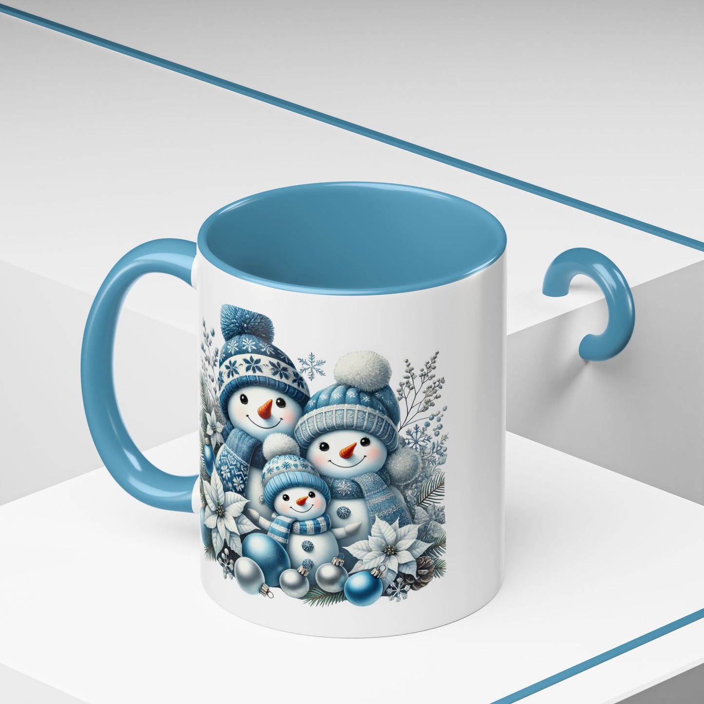 Christmas Mug - Blue Snowman Family