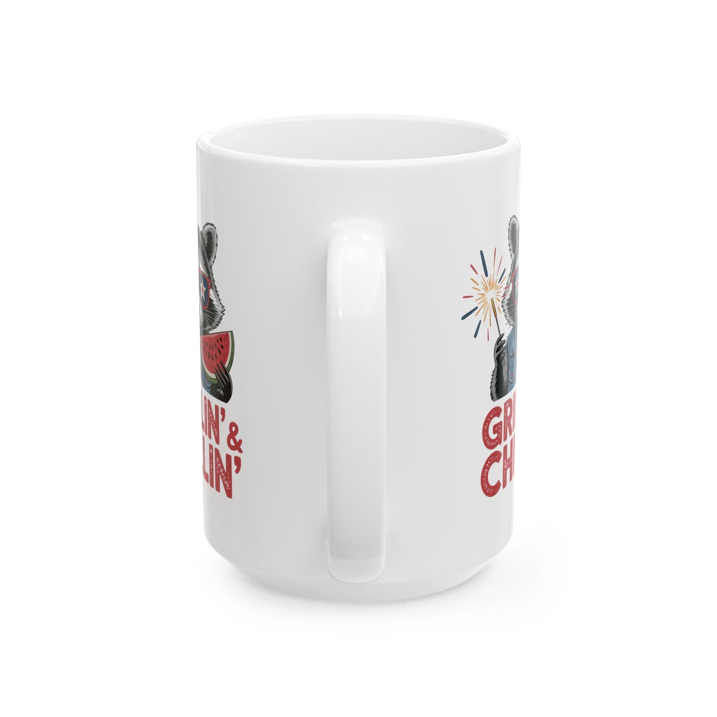 4th of July Mug - Grillin' & Chillin' Racoon