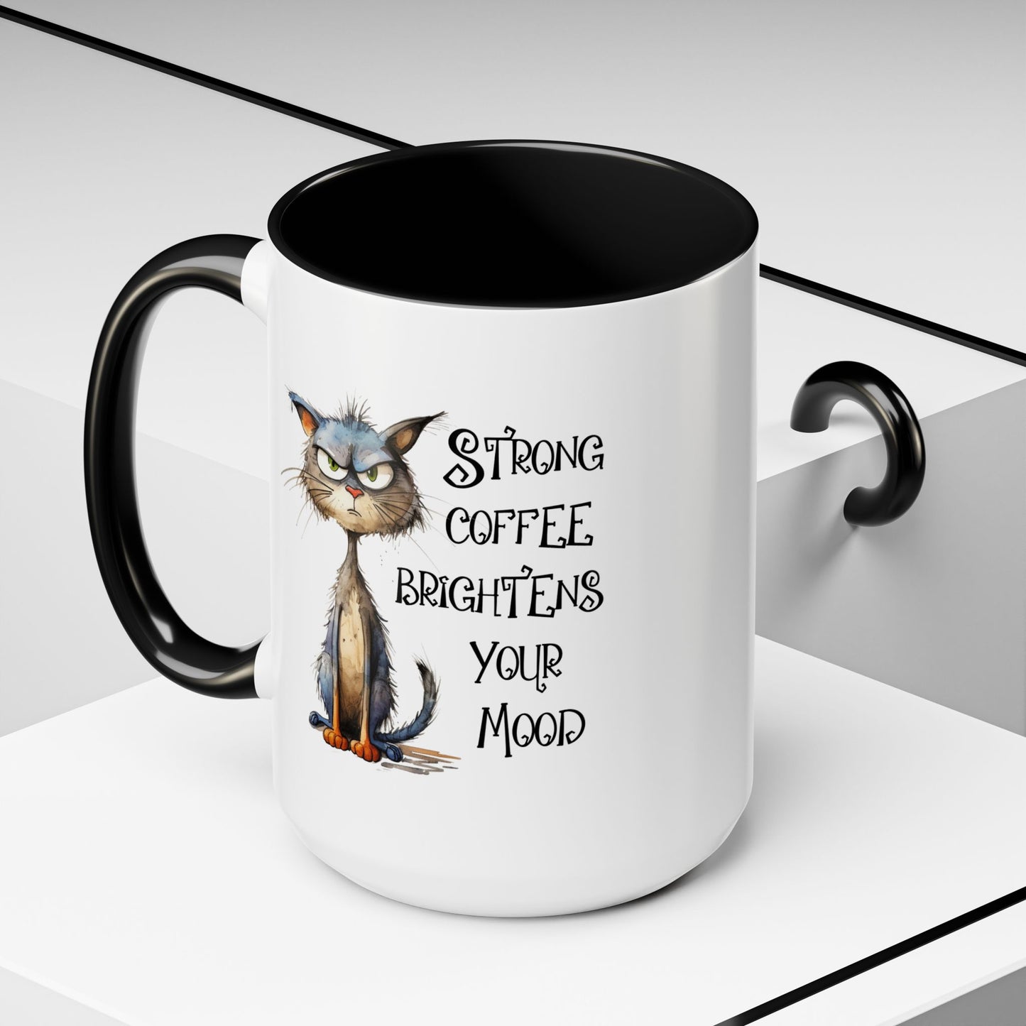 Humor Mug - Strong Coffee Brightens Your Mood