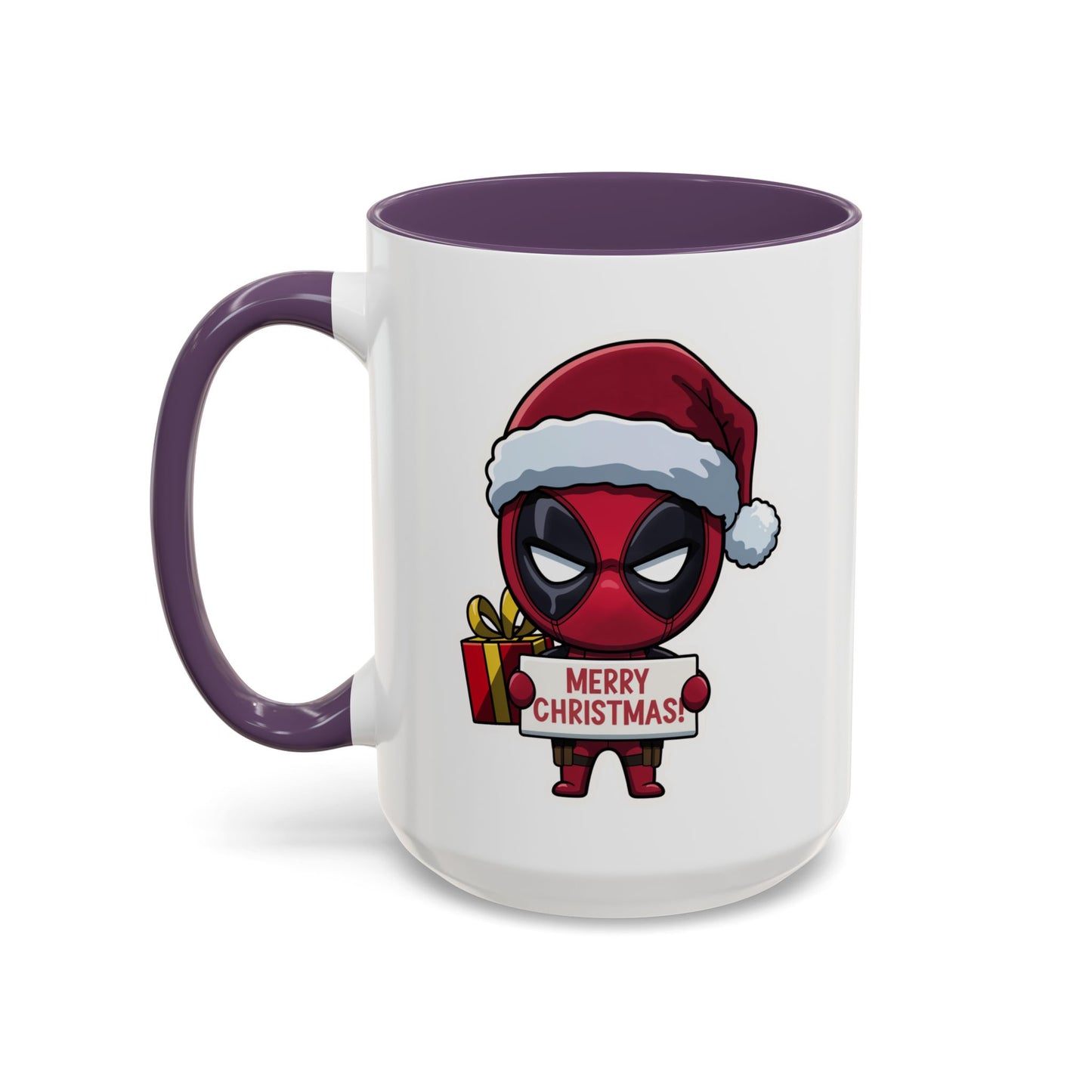 Christmas Mug - Merry Christmas Red Text Superhero